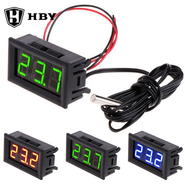 12v เครื่องวัดอุณหภูมิอิเล็กทรอนิกส์เครื่องวัดอุณหภูมิจอแสดงผลดิจิตอลเครื่องวัดอุณหภูมิแบบดิจิตอลถังปลาตู้เย็นเครื่องวัดอุณหภูมิน้ํา The