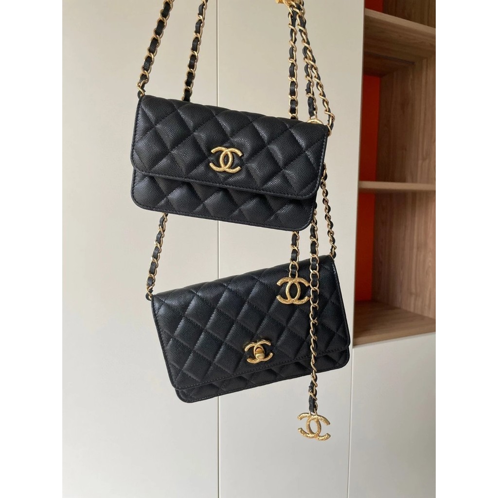 Chanel 23B WOC กระเป๋าผู้หญิงกระเป๋าผู้ชายสะพายข้างสายโซ่สะพายไหล่เดียวแบบพกพา Tote ต้นฉบับบุรุษไปรษ