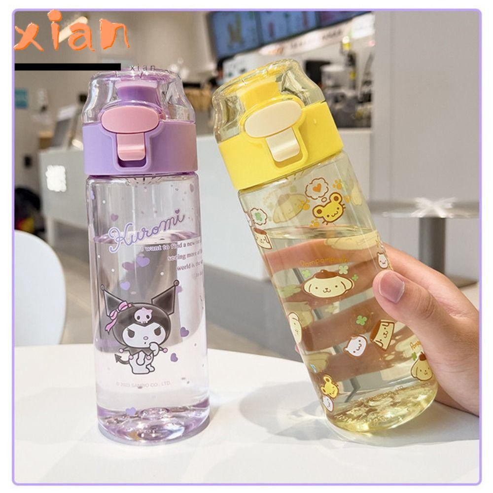 Xianen ขวดน้ํา Sanrio, ถ้วยพลาสติก Cinnamoroll ความจุขนาดใหญ่ Hello Kitty, ของขวัญขวด Melody 550ml ถ้วยน้ํา Kouromi เด็ก