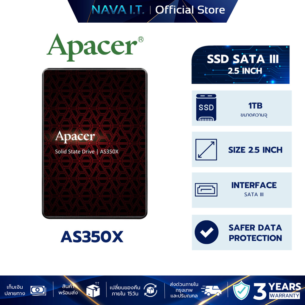 APACER SSD AS350X 1TB SSD SATA 2.5 (AP1TBAS350XR-1) (เอสเอสดี)