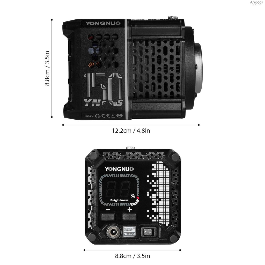 Yongnuo YN150s แบบพกพา 150W ไฟ LED วิดีโอการถ่ายภาพเติมแสง 5600K COB ไฟสตูดิโอ CRI 95 + สําหรับกลางแจ้งในร่มถ่ายทอดสดการบันทึกวิดีโอสินค้าภาพการถ่ายภาพ