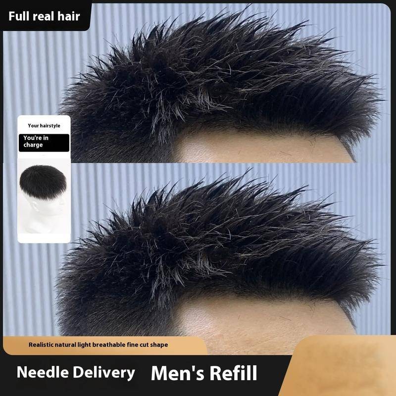 100% ผมมนุษย์ผู้ชาย Toupee แฟชั่นและหล่อสไตล์ชิ้นผม Breathable สุทธิผมเปลี่ยนสีธรรมชาติ