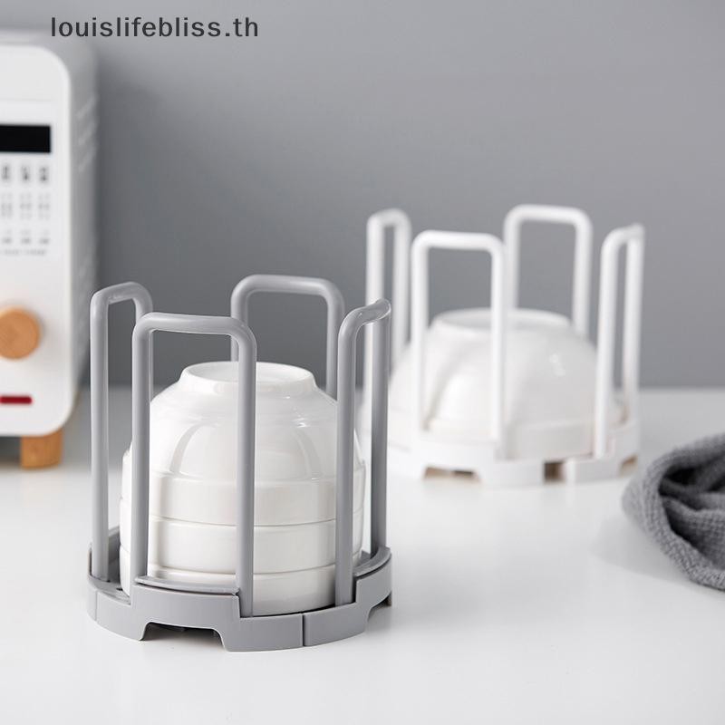 Louislifebliss Retractable Desktop Bowl Holder Kitchen Organizer พลาสติกท่อระบายน้ําถ้วยน้ําชั้นวางตู้จานชั้นเก็บแผ่นเครื่องมือใหม่