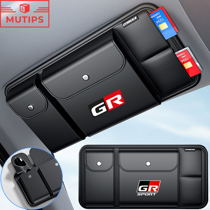 Toyota GR ที่บังแดดรถยนต์ ถุงเก็บของอเนกประสงค์ กรอบแว่นตา ม่านบังแดด ถุงเก็บสัมภาระแบบแบ่งเขต Prius Fortuner Corolla Cross CHR Camry Wish Vios Veloz Estima Sienta Yaris Ativ Altis Hilux Revo bZ4X Hiace