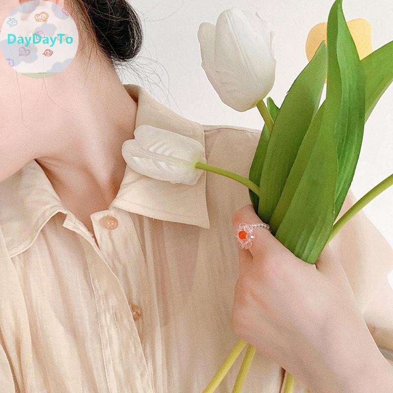 Daydayto Vintage คริสตัลลูกปัดดอกไม้แหวนลูกปัด Handmade ทอดอกไม้แหวนผู้หญิง Bohemian เครื่องประดับสาวของขวัญ TH - รูปที่ 2