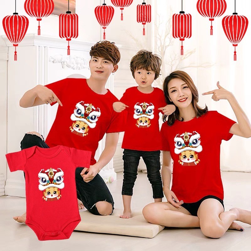 🔥พร้อมส่ง&COD🔥RINA STUDIO เสื้อผ้าพ่อแม่ลูก เสื้อยืด พิมพ์ลายมังกร สไตล์จีน แฟชั่นฤดูร้อน สําหรับผู้ชาย และผู้หญิง 2025