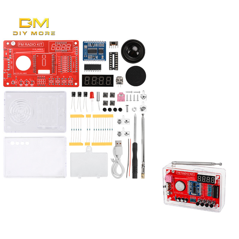 Diymore 87-108MHZ วิทยุ FM DIY ชุดเชื่อมฝึกอะไหล่ RDA5807 ง่าย/พร้อมจอแสดงผล