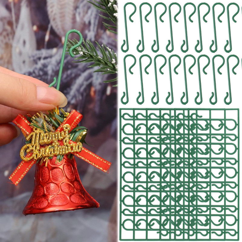 สินค้าตกแต่งคริสต์มาส-50 แพ็คพลาสติกสีเขียว Bauble Hooks-เครื่องประดับคริสต์มาสตะขอรูปตัว S-Xmas Tree Ball แขวนตะขอแขวน-Merry Christmas อุปกรณ์จัดงานแต่งงาน