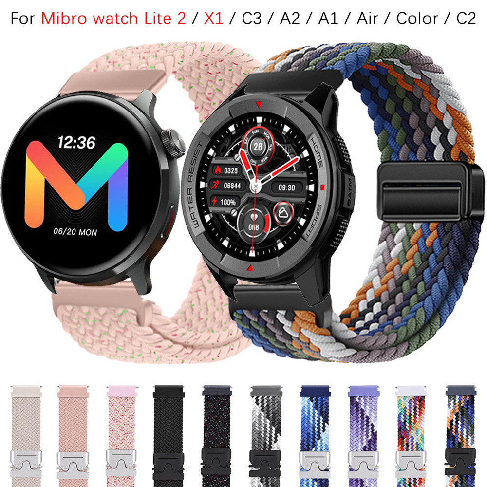 ตัวล็อคร่มชูชีพสายถักสําหรับนาฬิกา Mibro Lite 2 / X1 / C3 / A2 / A1 / Air / สี / C2 สมาร์ทวอท์ชปรับถัก Solo Loop Band สายนาฬิกายืดหยุ่น