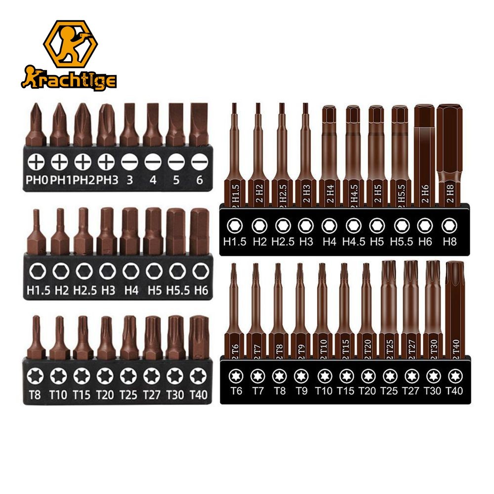 25 มม.50 มม.1/4 ไขควง Bits ชุด S2 เหล็ก Closs Phillips Slotted หกเหลี่ยม Solid Hollow Torx สําหรับประแจวงล้อเครื่องมือ