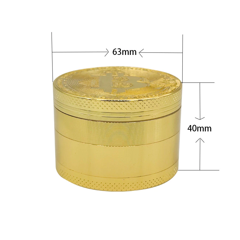 63mm Bitcoin Herb grinder แบบพกพาขนาดเล็ก 4 ชั้นวัสดุโลหะบดเครื่องมือครัวของขวัญวันหยุด thumbnail 7