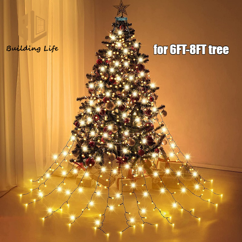 Easy Christmas Tree ไฟในร่มกลางแจ้ง 400 LED ไฟคริสต์มาส String 2 M x 16 เส้น 8 โหมดจับเวลากันน้ํา Tw