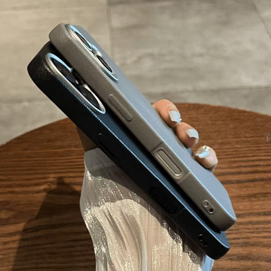 เครื่องหนัง ซิลิโคนนิ่ม เคสโทรศัพท์มือถือแบบนิ่ม สีทึบ เคสไอโฟน สําหรับiPhone 16 15 14 13 12 11 Pro Max 14 15 16 Plus - รูปที่ 7