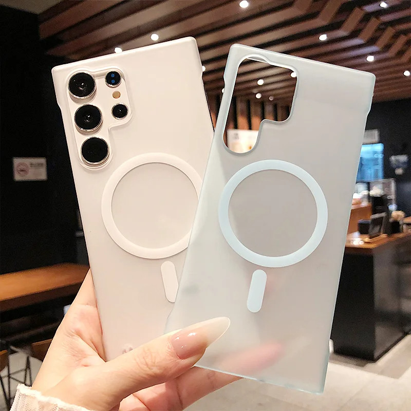 SAMSUNG Hoce Ultra Thin Framelessเคสโทรศัพท์แม่เหล็กสําหรับSamsung S25 S22 S23 S24 Ultra Plus S23 S24 FEกรณีขนาดใหญ่โปร่งแสงMatte Hard Cover