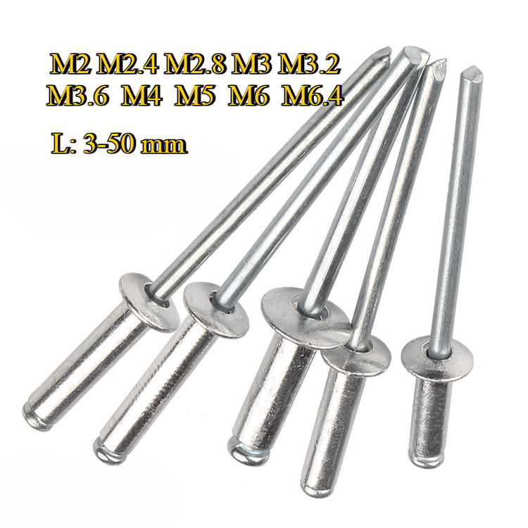 [จัดส่งด่วน] (WJX1) M2m2.4 M2.8 M3M3.2 M3.6 M4M5M6.4 ตะปูยิง รีเวท ลูกยิงรีเวท หมุดย้ำ อลูมิเนียม / Blind Rivet aluminium  [xsp]