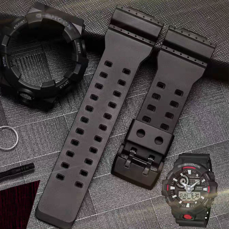เรซิ่นนาฬิกาสําหรับ Casio G-shock GA700 GA710 GA735 สร้อยข้อมือซิลิโคนยางนาฬิกา Starp Bezel กรอบกีฬากันน้ําสีดําเข็มขัดข้อมือเครื่องมือสกรู