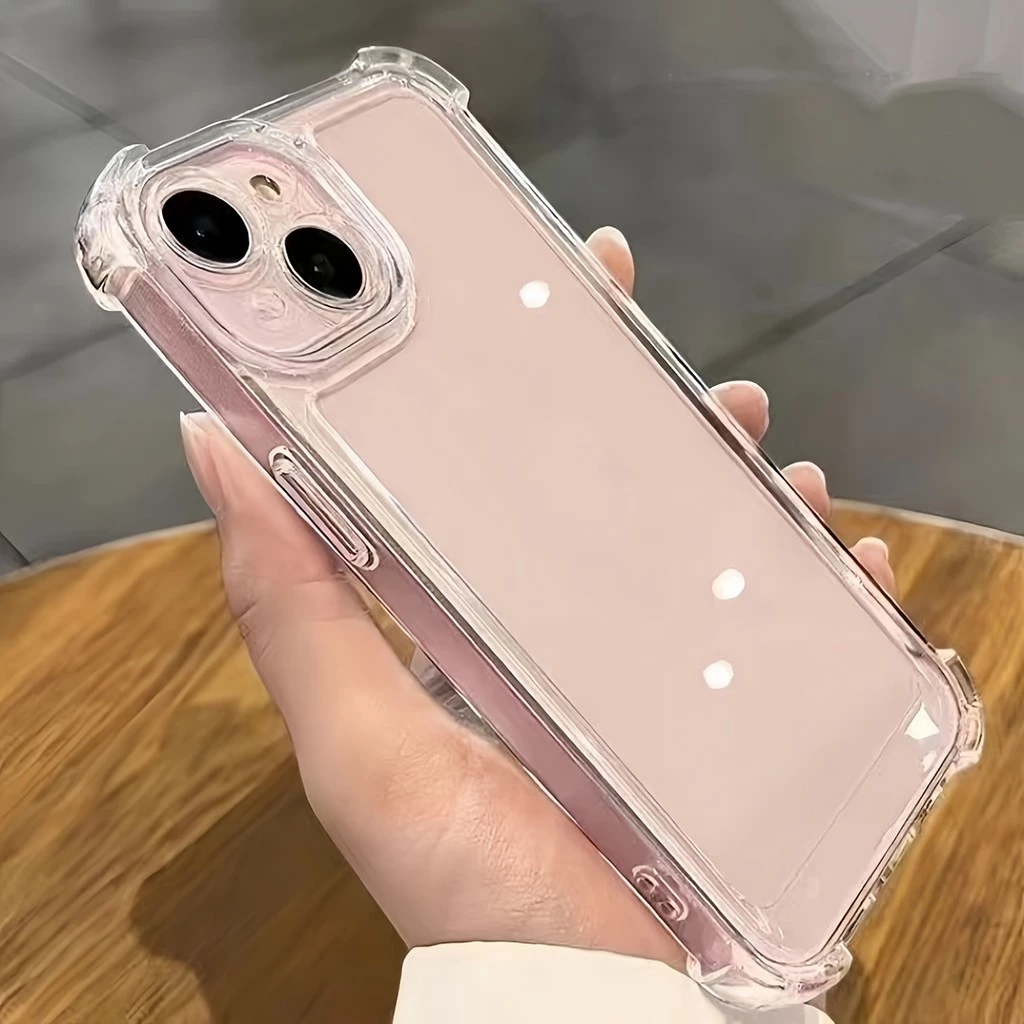 ใหม่ iPhone กันกระแทกเคสโทรศัพท์นุ่มโปร่งใส 16/15/14/13/12/11 Pro Max Plus X XS Max XR 7Plus 8Plus หรูหราโปร่งใสขอบฝาครอบป้องกัน