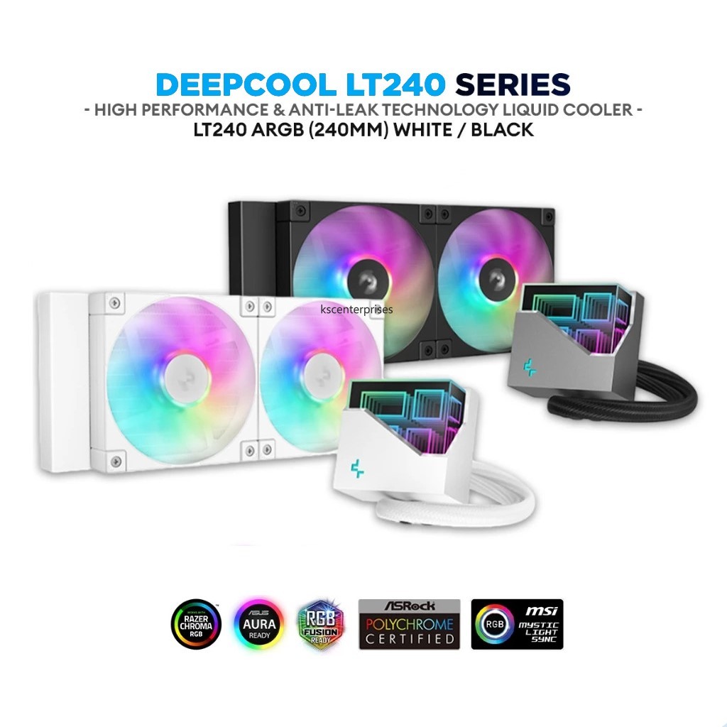 CPU LIQUID COOLER (ระบบระบายความร้อนด้วยน้ำ) DEEPCOOL LT240 ARGB (BLACK/WHITE)