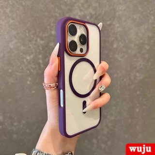 Wuju หรูหราแม่เหล็กไร้สายชาร์จโปร่งใสเคสโทรศัพท์สําหรับ iPhone 17 16 15 14 13 12 11 Pro Max Plus Air เคสโทรศัพท์ฝาครอบใส