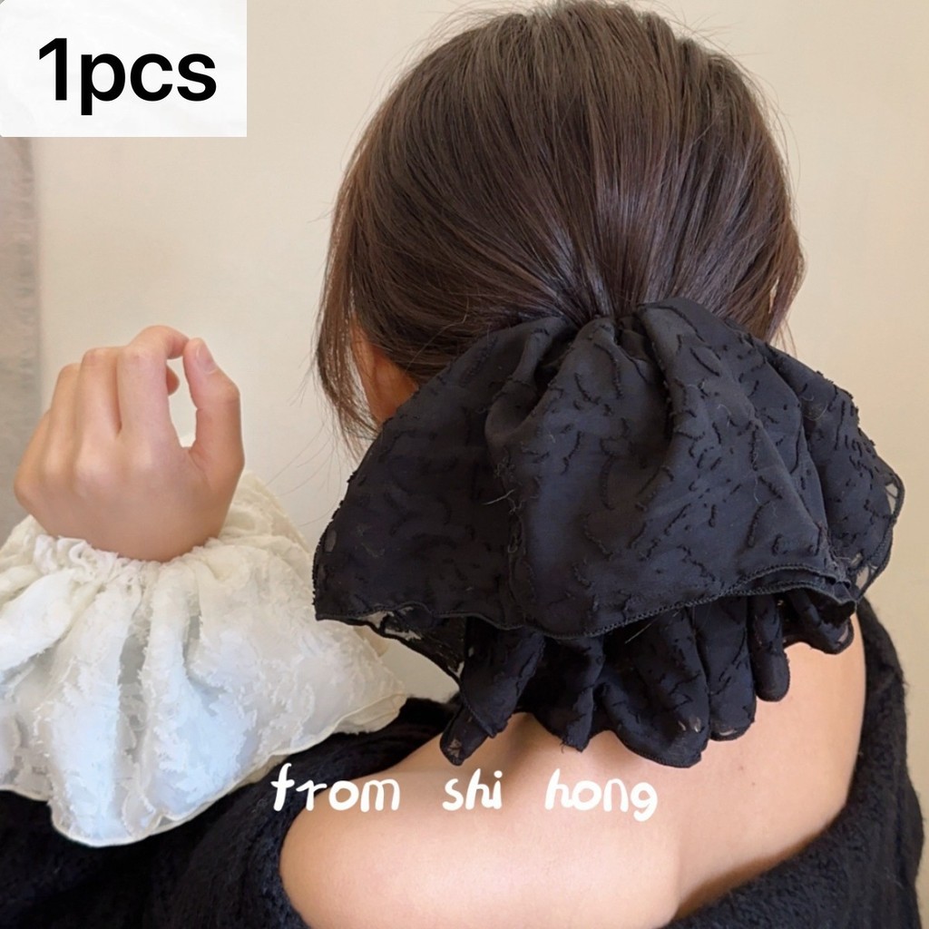 French Cherry Blossom Dotted Scrunchy แหวนผม 2025 Influencer สไตล์ใหม่อารมณ์เรียบง่ายที่คาดผมหางม้าต่ํา