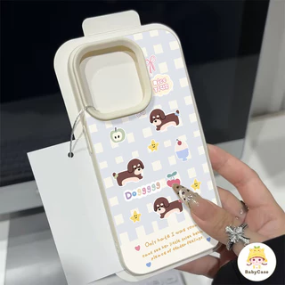 เคสไอโฟน 16 สำหรับ iPhone 17 11 13 16 15 14 12 Pro Max 7 8 16 14 15 Plus XR XS X Max ผ้าคลุมหนังสุนัขน่ารักน่ารัก