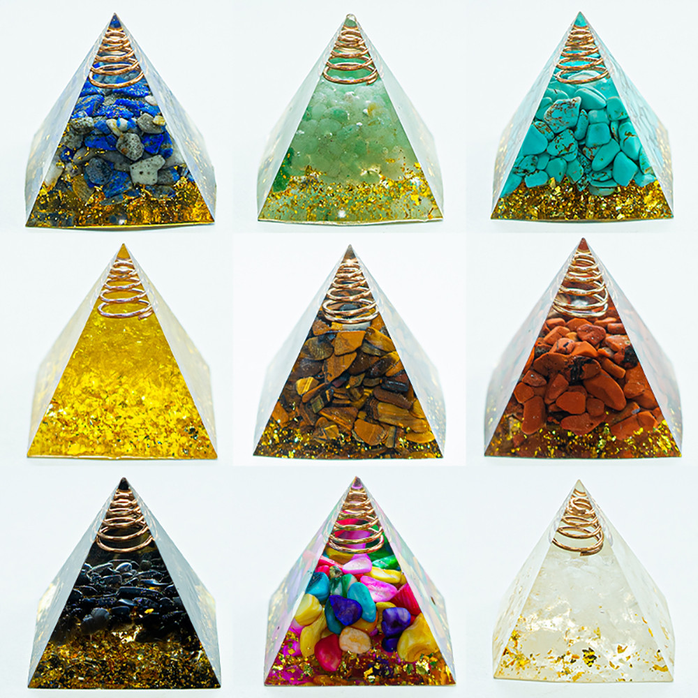 คริสตัลธรรมชาติหิน Orgone Energy Pyramid Rose Quartz Reiki Chakra การทําสมาธิเครื่องมือตกแต่งบ้านคริสต์มาส 1.57 นิ้วพีระมิด