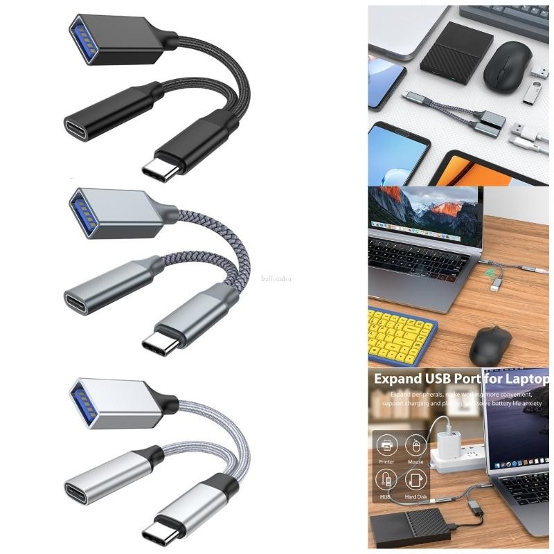 Ba USB C OTG สายเคเบิลอะแดปเตอร์โทรศัพท์ 2 ใน 1 Type-C ถึง USB A อะแดปเตอร์พร้อม PD10W ชาร์จ-พอร์ตสํ