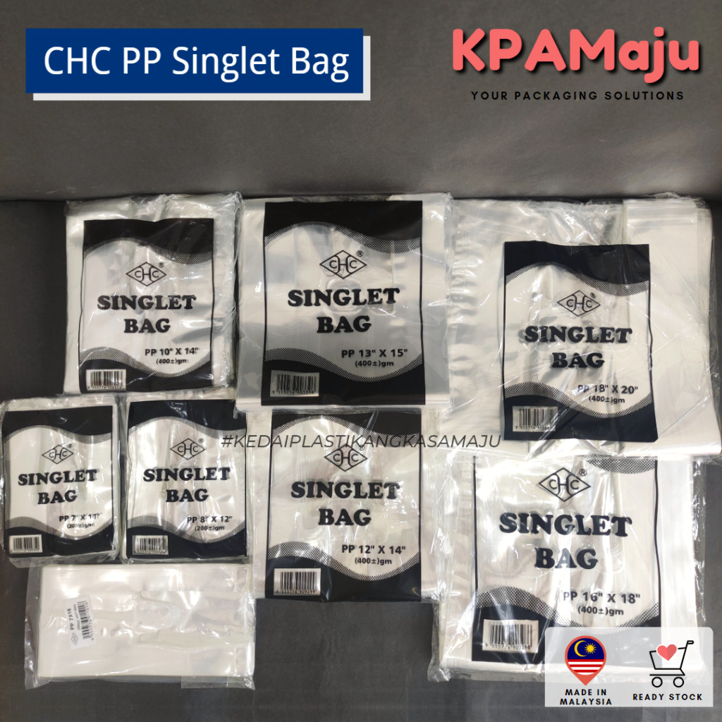 [ 200g// 400g] PP Singles Plastic Bag Transparent (CHC) - กระเป๋าพลาสติกใส PP, กระเป๋าเสื้อยืด PP