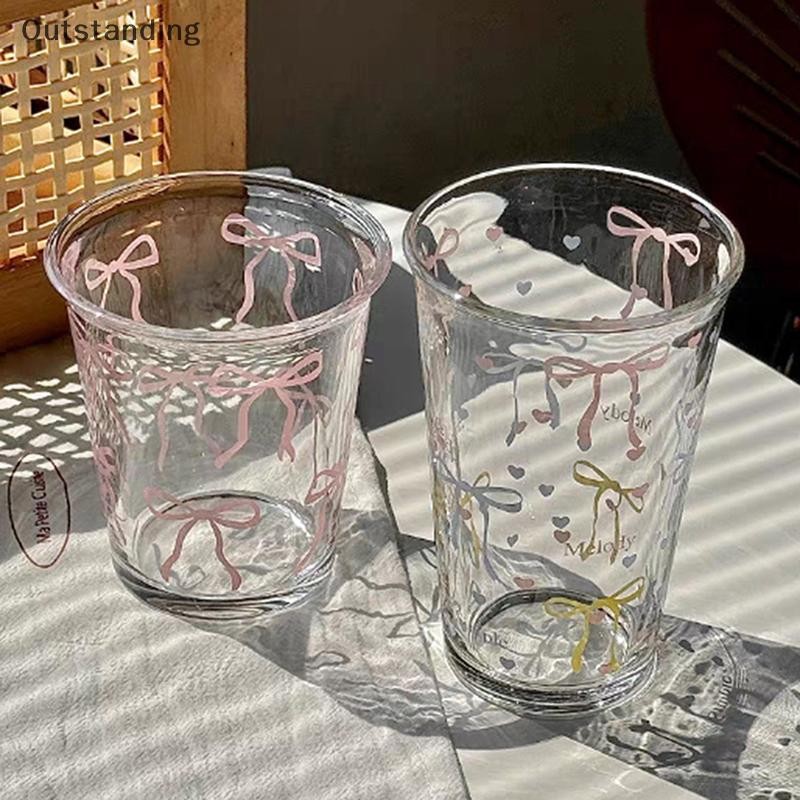 แก้วโบว์ที่โดดเด่นถ้วยน้ําน่ารักการ์ตูนโบว์ถ้วยแก้วลายน่ารัก ดูเดิล แก้วกาแฟครัวเรือนผลไม้ชาน้ํามะนาวสาวของขวัญใหม่ - รูปที่ 5
