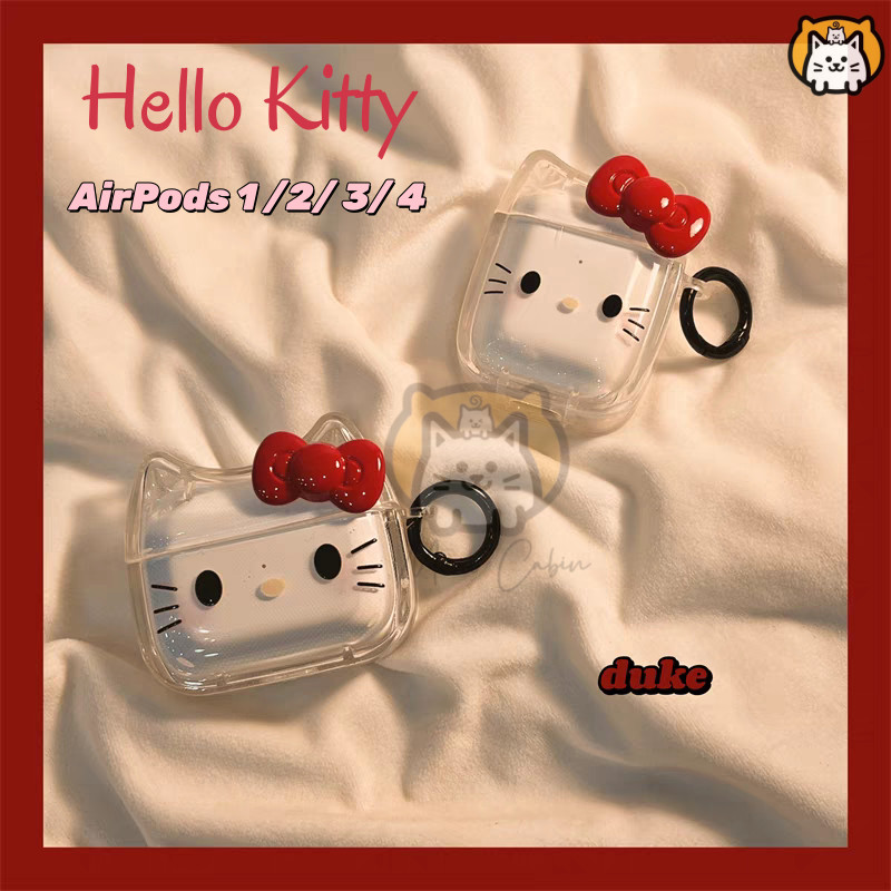 Hello Kitty   Airpods 1 2 3 4 Airpod Pro 2 หูฟังไร้สายบลูทูธ Hard Anti-drop ชุดหูฟังฝาครอบป้องกัน ราคา ถูกที่สุด ดีลบีเคเค