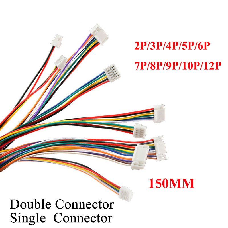 10 ชิ้น Micro JST GH 1.25 2P 3P 4P 5P 6P PIN ชายหญิงเชื่อมต่อสายไฟ 15 ซม.150 มม.GH1.25 เดี่ยว Double Connector 28AWG