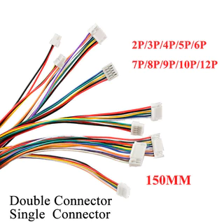 10 ชิ้น Micro JST GH 1.25 2P 3P 4P 5P 6P PIN ชายหญิงเชื่อมต่อสายไฟ 15 ซม.150 มม.GH1.25 เดี่ยว Double Connector 28AWG