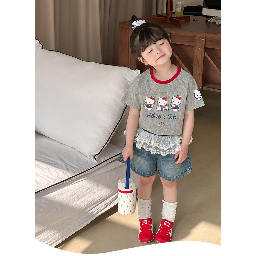 ฤดูร้อนสาวคอกลมแขนสั้นเด็กการ์ตูนเสื้อยืดเด็กแฟชั่น สูงสุด - รูปที่ 4