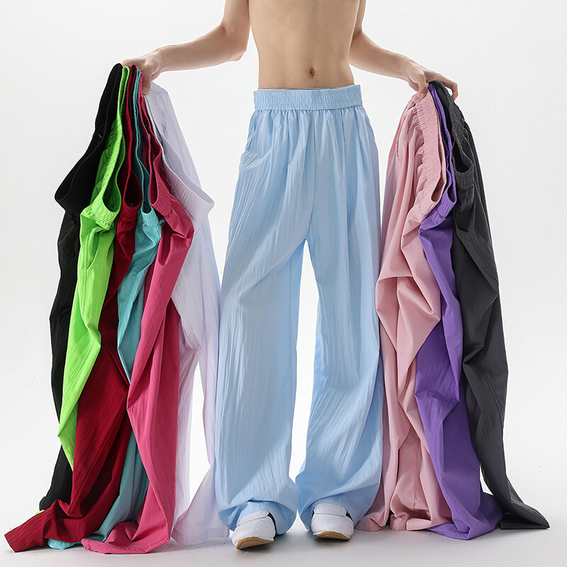 8xl-m Dopamine Ice Silk Drape Pants Mens Summer Floor Pants Wide Leg Casual Pants