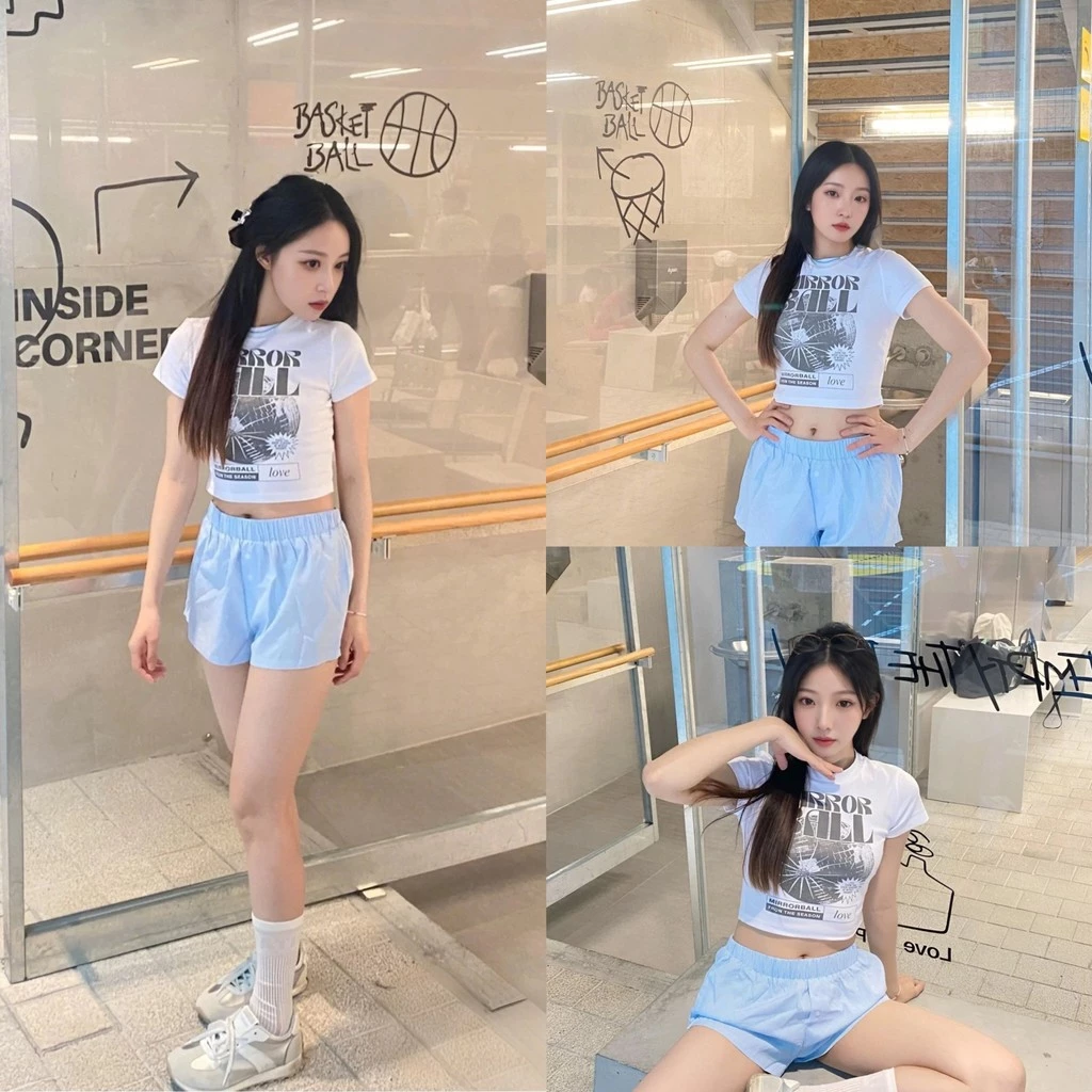 กางเกงขาสั้นลายทางสีน้ำเงิน-ขาว เหมาะสำหรับวันพักผ่อนหรือเดินเล่น