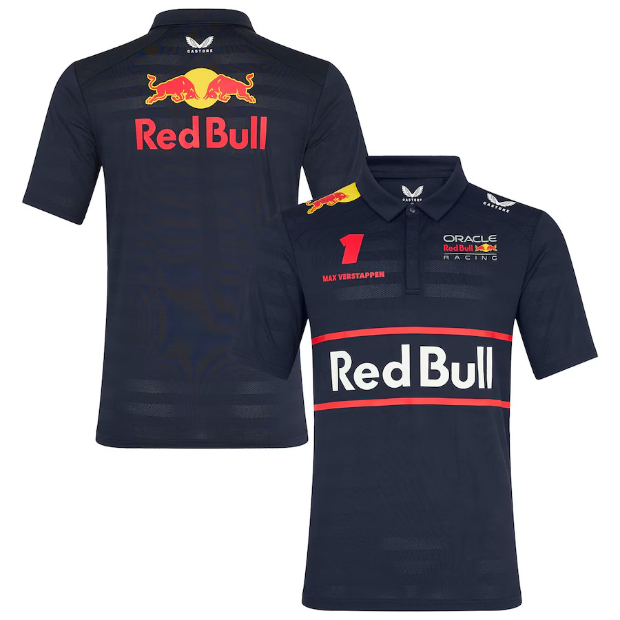 ทีมแข่งกระทิงแดง 2025 เสื้อโปโลสูตรหนึ่งเสื้อแข่งเสื้อกีฬากลางแจ้งแห้งเร็วระบายอากาศเสื้อแขนสั้น