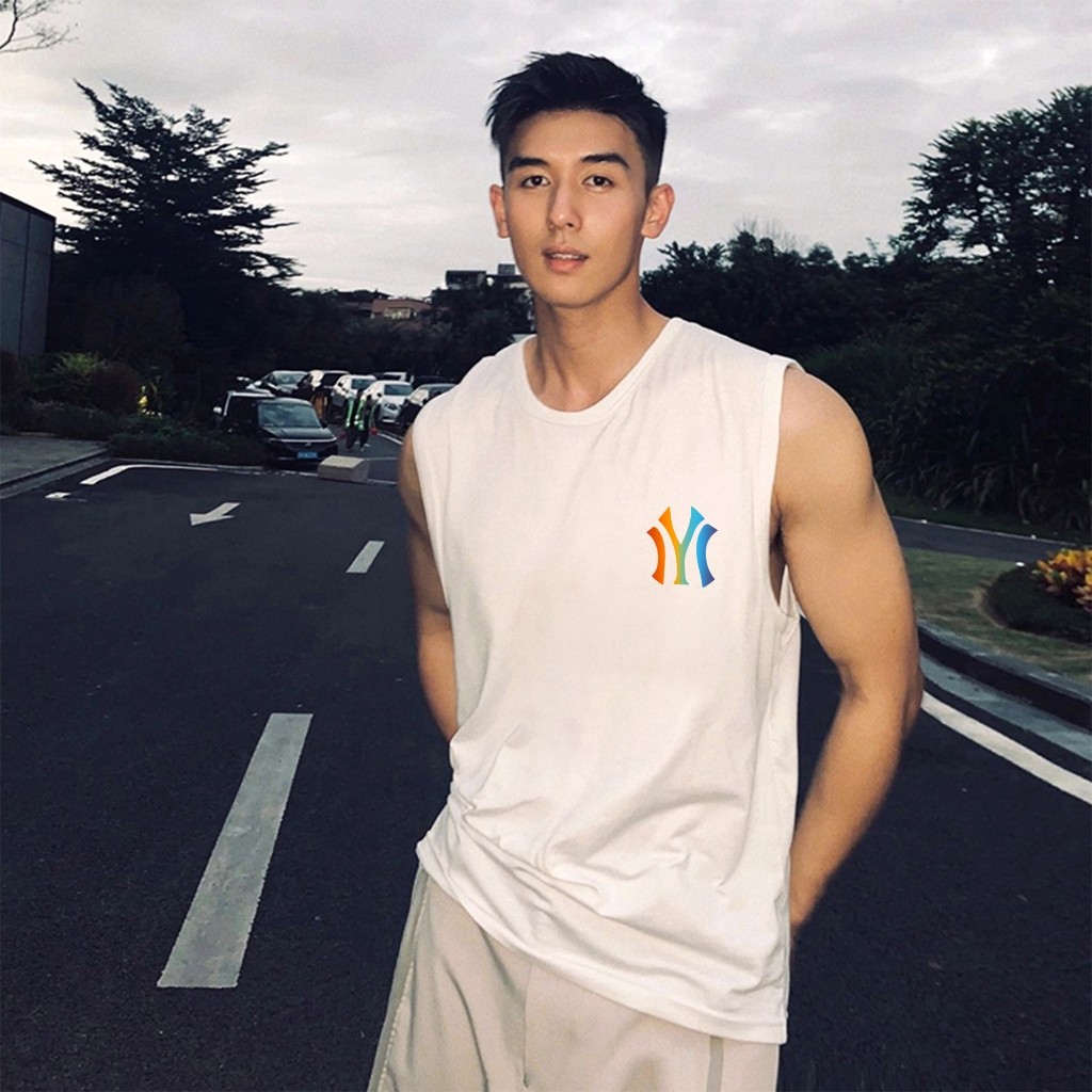 Y-T⚡ เสื้อแขนกุด OVERSIZE เสื้อกั๊กแขนกุดชาย พิมพ์”Colored palms IYI”  ฝ้าย100% แนวสตรีท  สวมใส่สบาย สไตล์ลำลอง Unisex ราคา ถูกที่สุด ดีลบีเคเค แกลเลอรีภาพที่ 4