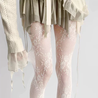Retro ผู้หญิงดอกไม้หวาย Fishnet Tights HosieryLace ดอกไม้ Bottomed Gothic ตาข่าย Hollowed Pantyhose