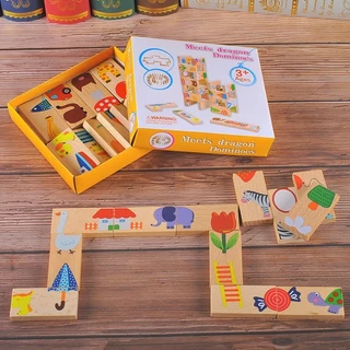 BHQ ของเล่นไม้ Domino. ของเล่นปริศนา การฝึกความจำ การฝึกอบรมความรู้ความเข้าใจ