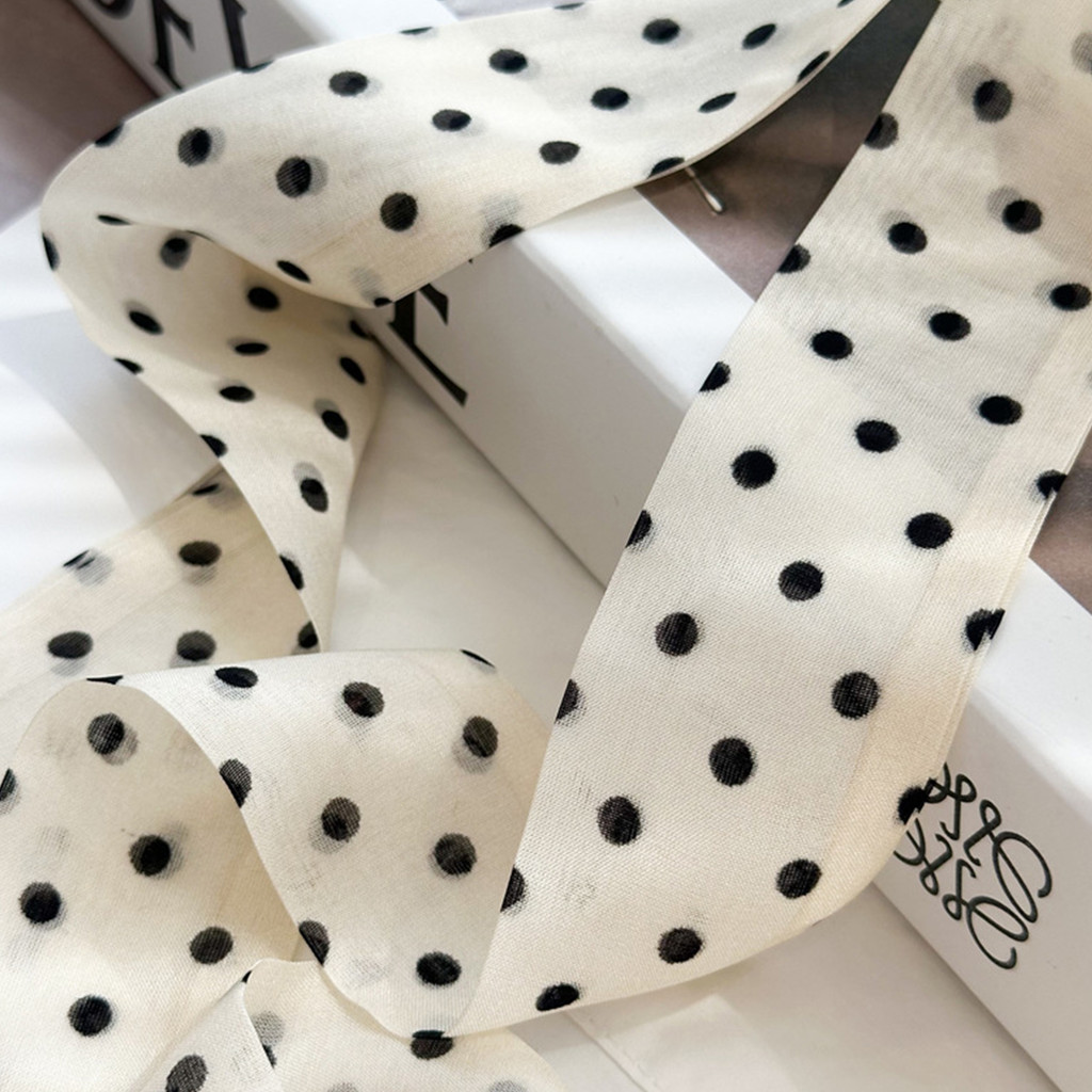 （คลังสินค้าไทย）1ผ้าพันคอไหมลายจุดไม่สม่ําเสมอคุณภาพสูงแฟชั่นสีเบจกาแฟการออกแบบที่เรียบง่ายที่มีประโยชน์ - รูปที่ 7