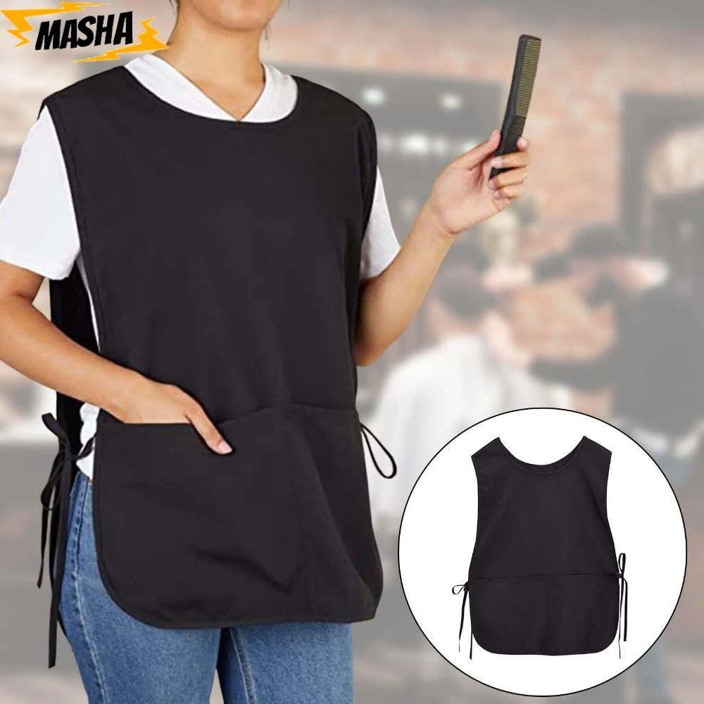 เสื้อคลุมตัดแต่งทรงผมเสื้อกั๊กช่างทําผมกันน้ําสีดําพร้อมเสื้อกั๊กซักกระเป๋า ผ้ากันเปื้อน ราคา ถูกที่สุด ดีลบีเคเค