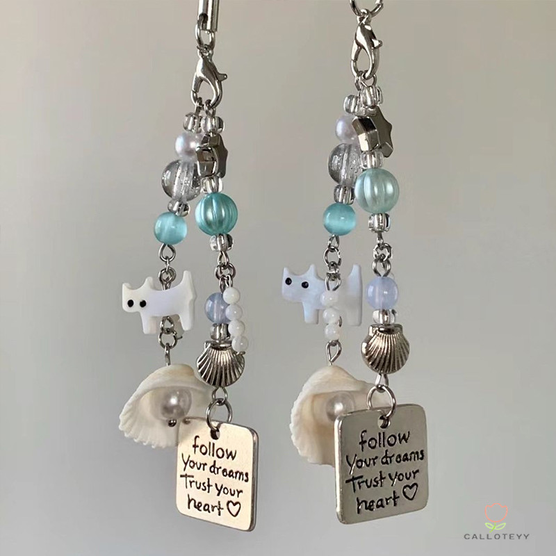 เปลือกสายคล้องมือสร้อยเชือกโซ่โทรศัพท์มือถือเชลล์ จี้โทรศัพท์รูปเปลือกหอยแมวน้อยน่ารักและสร้างสรรค์ สายคล้องโทรศัพท์-CY