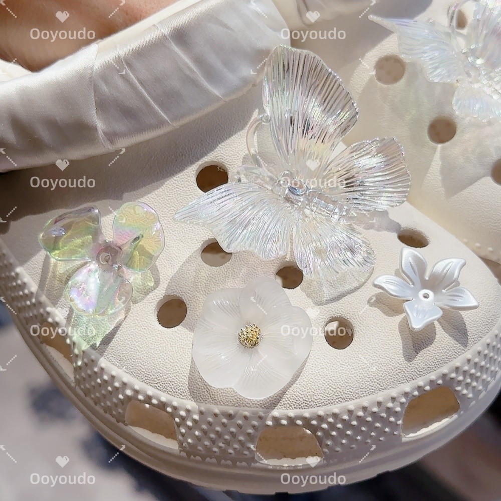 ฤดูร้อนโปร่งใส Baroque ผีเสื้อชุด DIY Jibiz Cros Charms รองเท้าชุดอุปกรณ์เสริม Jibiz 3d Crcs Pins