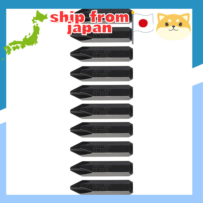 Exclusive VESSEL Impact Driver Bits Set for Hand Tools - 10 Pieces, Various Sizes and Hardness Ratin