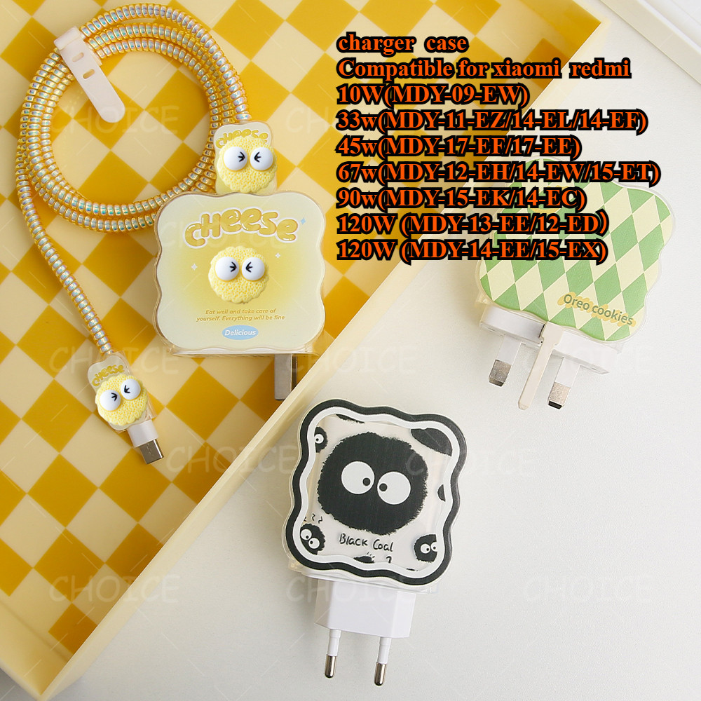 สีพิมพ์การ์ตูน charger กรณีสําหรับ xiaomi 10W 33w สีแดง mi หมายเหตุ 14 pro 5g 45w-MDY-17-EF 67w 90w 