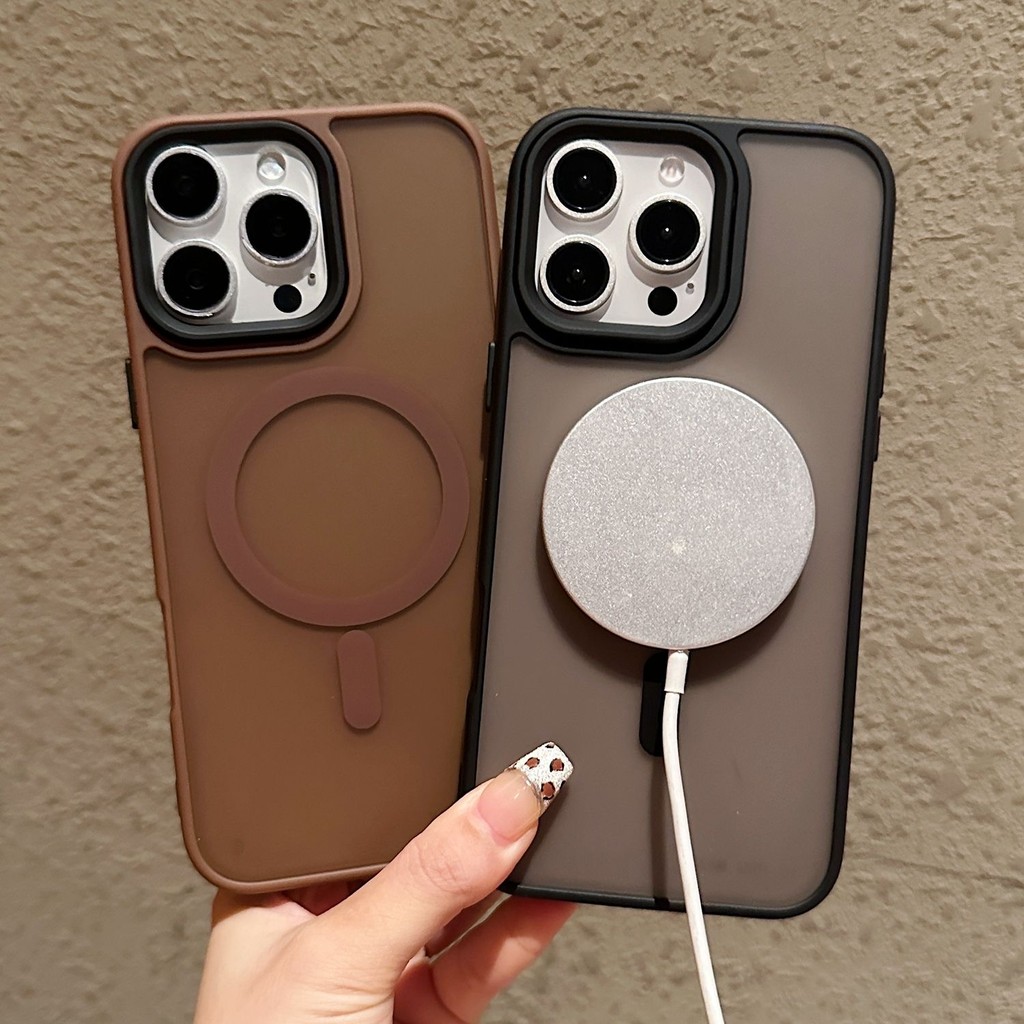 Matte ป้องกันลายนิ้วมือกันกระแทกแม่เหล็กไร้สายชาร์จ Hard เคสโทรศัพท์สําหรับ iPhone 16 15 14 13 12 11 Pro Max Plus Matte Magnetic Case Cover - รูปที่ 5