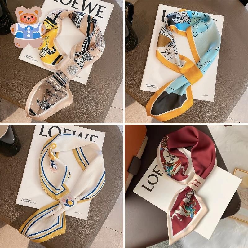 [CRS]ผ้าพันคอไหมขนาดเล็กยาวผ้าพันคอไหมปีกกว้างเครื่องประดับผมผ้าพันคอคอ