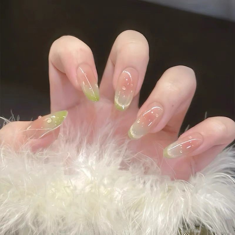 Handmade Nail Guava Sparkling Water Cats Eye Blush Premium White ins Student Nails