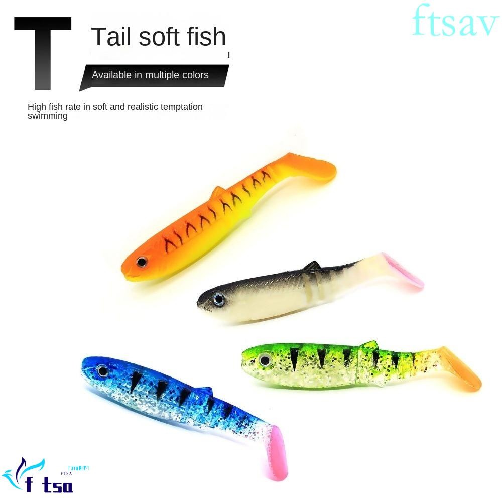 SWIFTSAVER 5PCS T-tail Wobblers, 8 ซม./6g หนอน T-tail เหยื่อ, ตกปลา Swimbait ซิลิโคนประดิษฐ์ Pesca Soft Lures ปลาคาร์พ