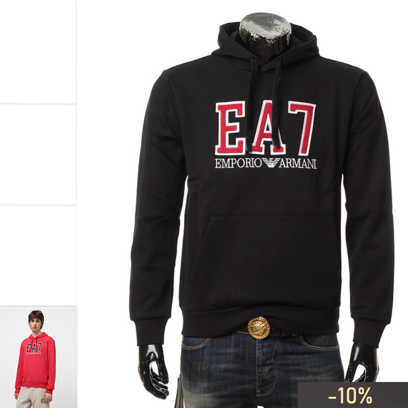 Armani/Armani EA7 Mens Street Wear Fashion Casual Pullover Hooded Sweatshirt Collar Label + Tag